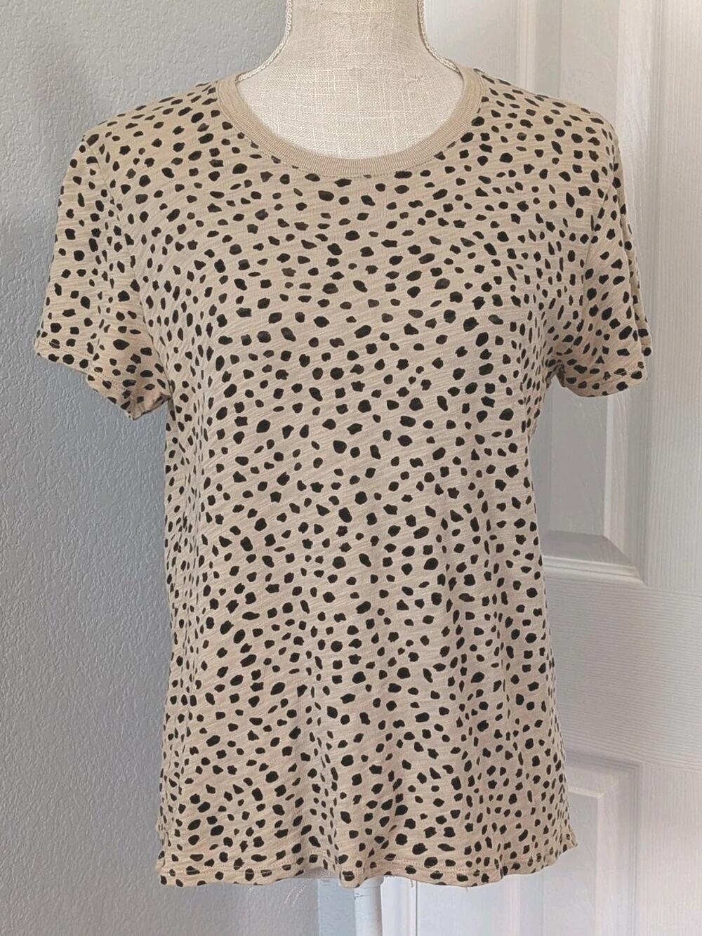 ATM Anthony Thomas Melillo Animal Print Slub Jersey Schoolboy Crew T-Shirt Sz L